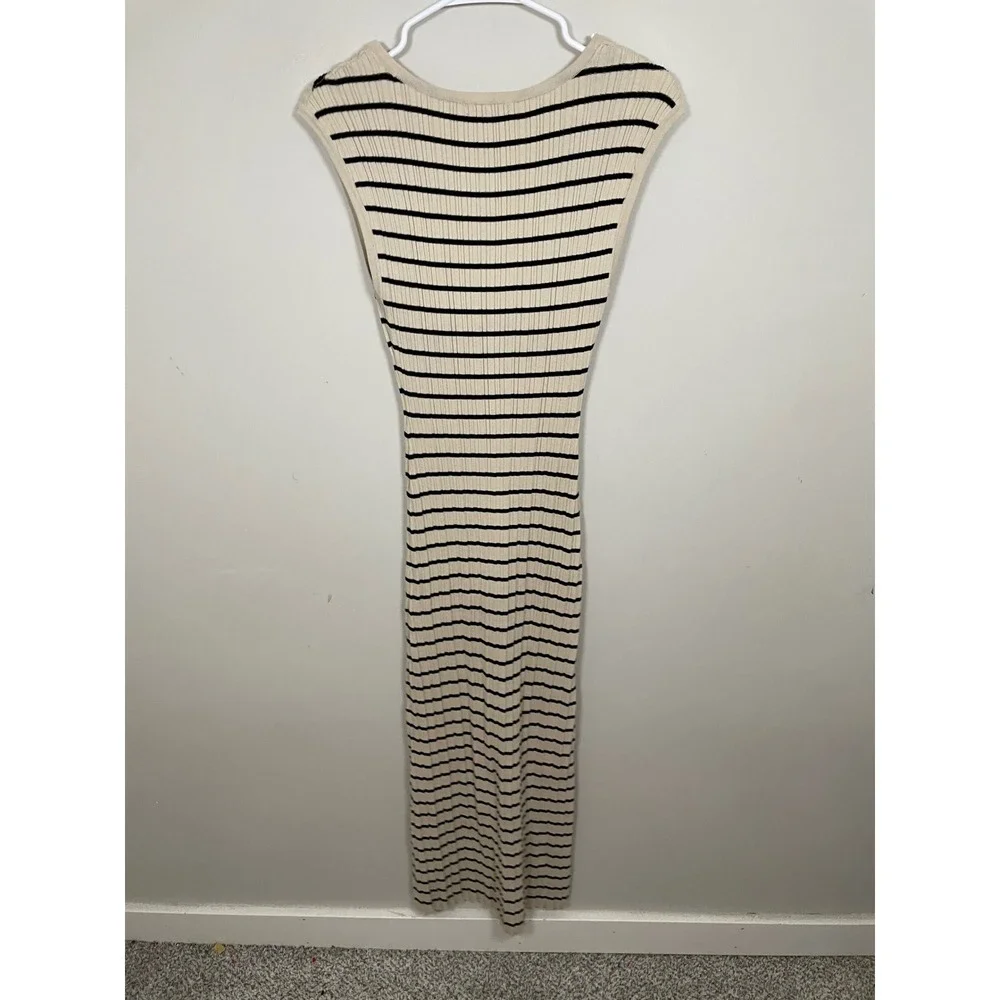 Z Supply Gisele Striped Midi Dress in Sandshell Size Medium Coastal Minimalist